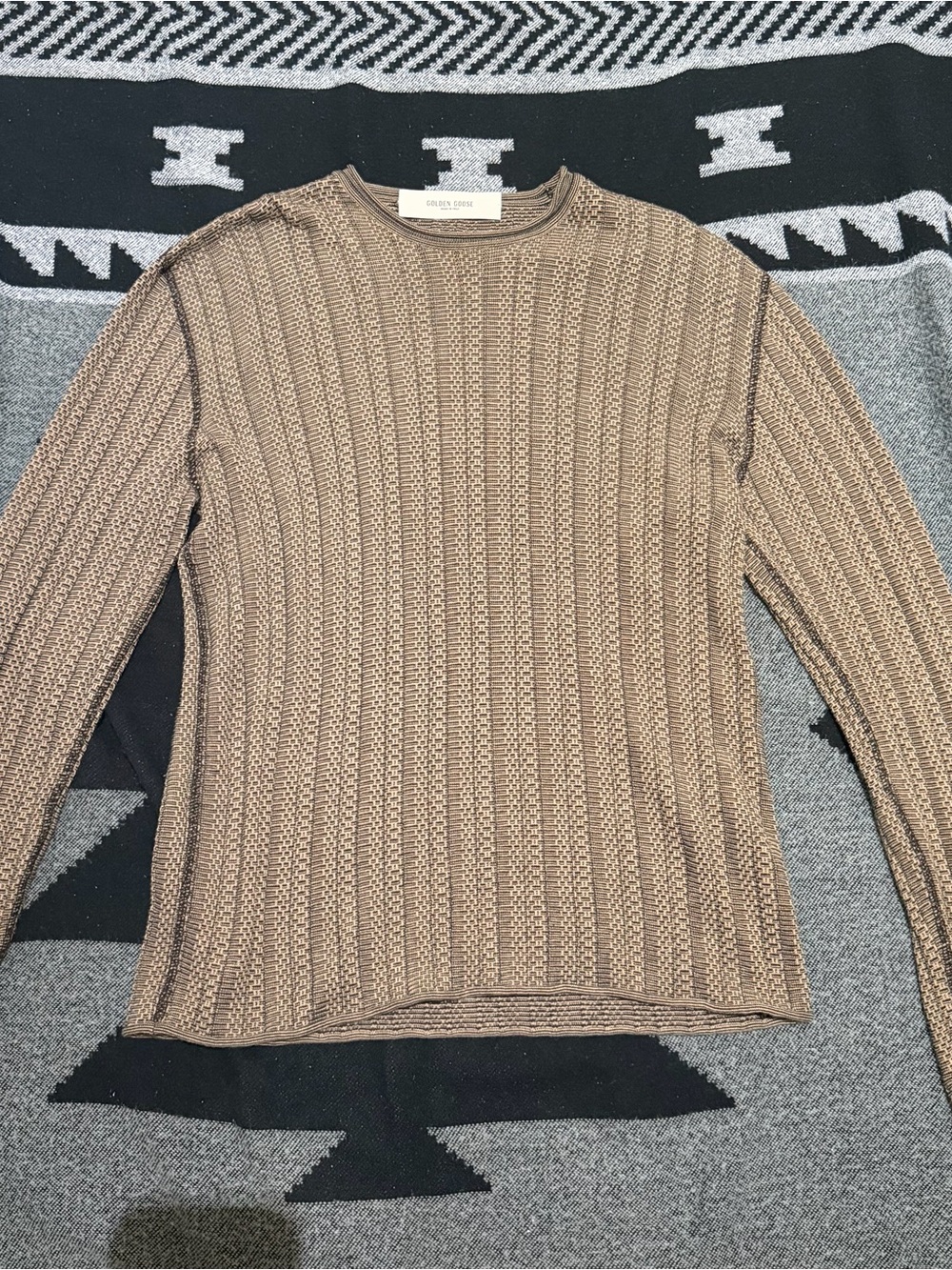 Golden Goose Tan Ribbed Crewneck Sweater